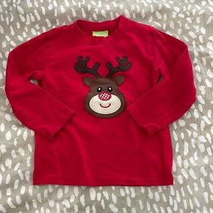 Red Rudolph appliqué shirt 3/3T